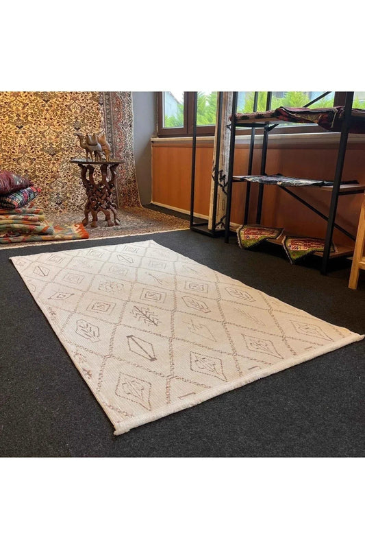 Yumuşak Dokulu Bambu Soft Kilim - Ourain Saçaklı Dijital Baskı - HALI VAGONU