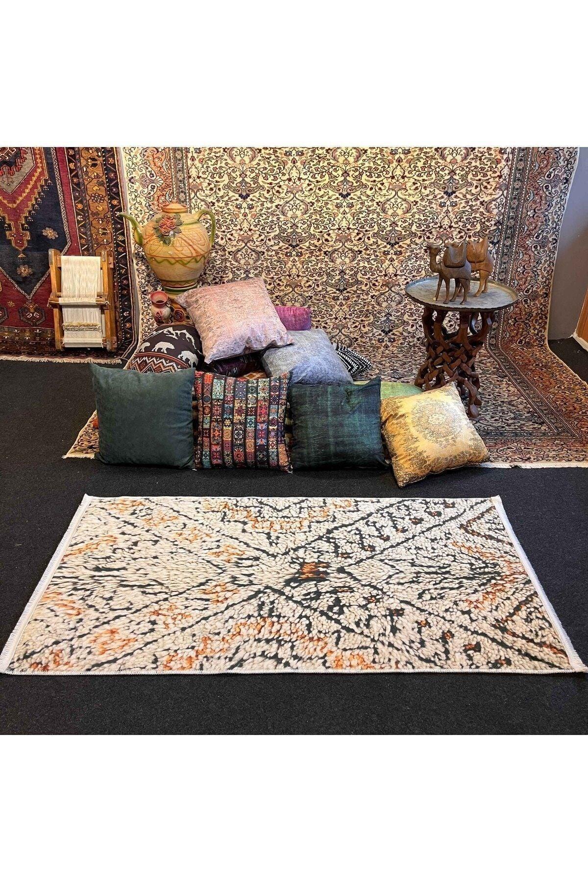 Yumuşak Dokulu Bambu Soft Kilim - Ourain Saçaklı Dijital Baskı HV - SK - O8 - HALI VAGONU