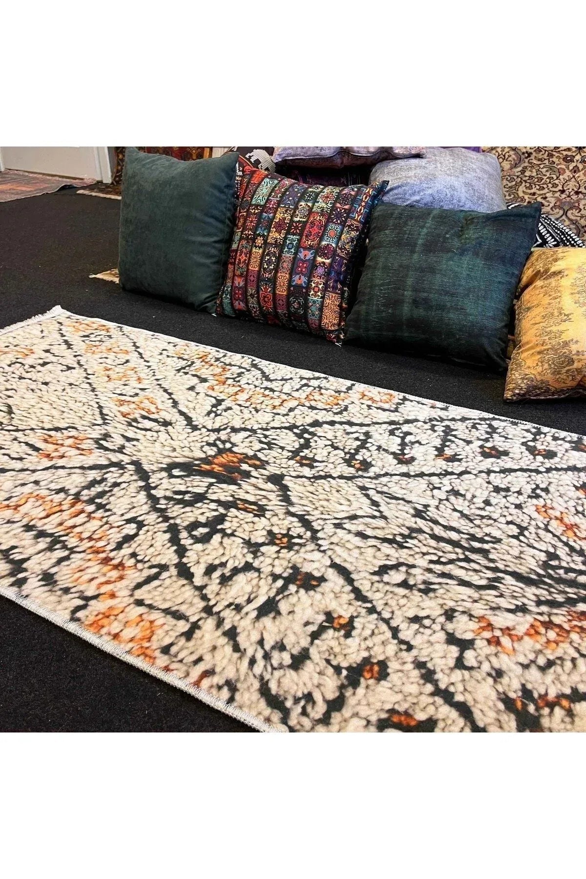 Yumuşak Dokulu Bambu Soft Kilim - Ourain Saçaklı Dijital Baskı HV - SK - O8 - HALI VAGONU