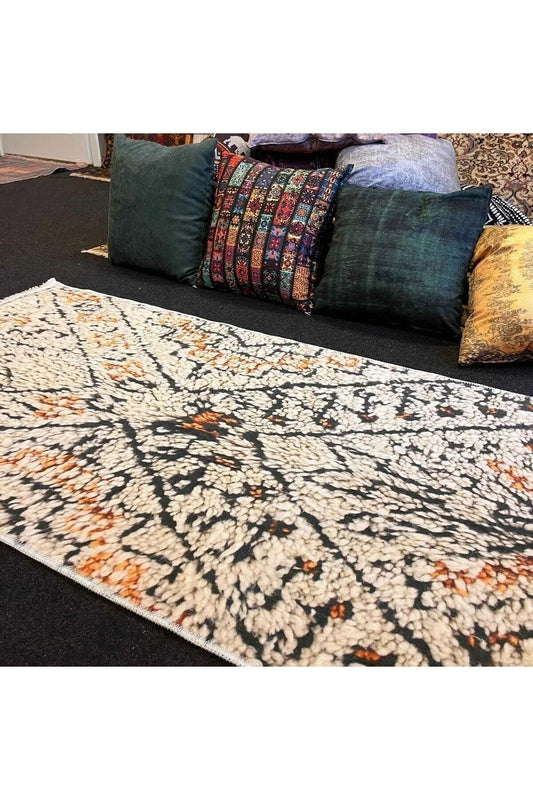 Yumuşak Dokulu Bambu Soft Kilim - Ourain Saçaklı Dijital Baskı HV - SK - O8 - HALI VAGONU