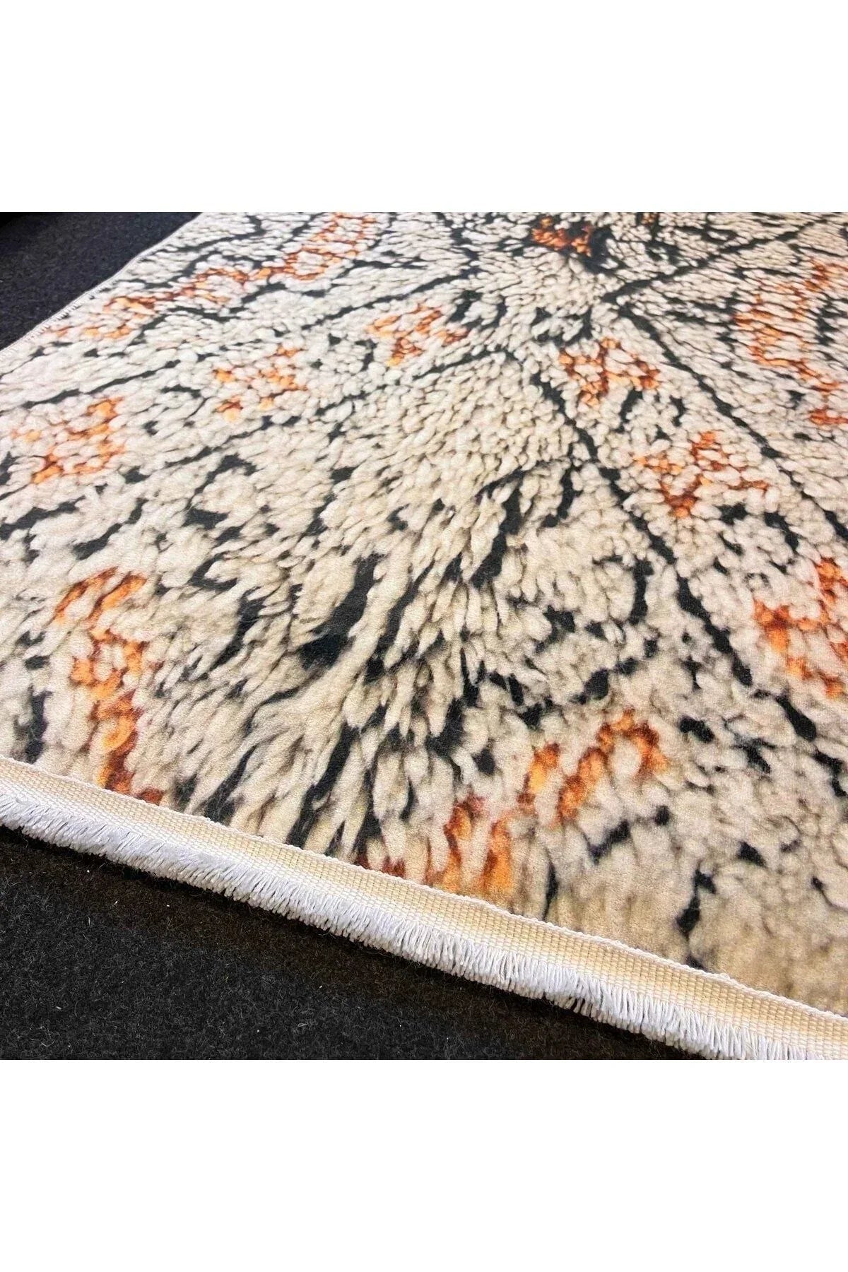 Yumuşak Dokulu Bambu Soft Kilim - Ourain Saçaklı Dijital Baskı HV - SK - O8 - HALI VAGONU