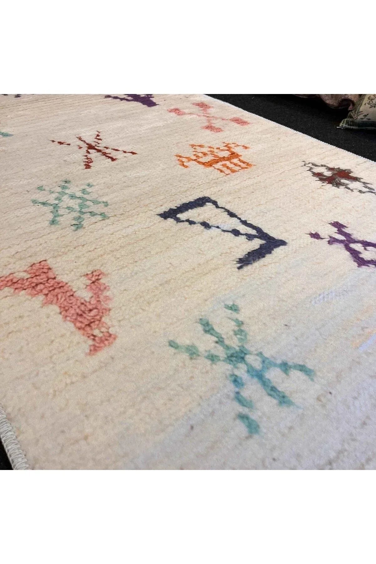 Yumuşak Dokulu Bambu Soft Kilim Ourain Saçaklı Dijital Baskı HV - SK - O9 - HALI VAGONU