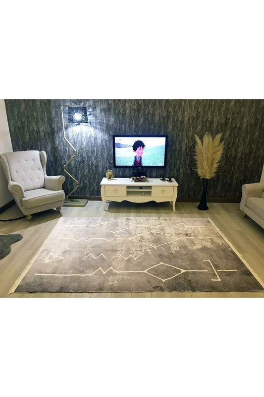 Yumuşak Dokulu Bambu Soft Kilim - Ourain Saçaklı Dijital Baskı HV - SK - OL71 - HALI VAGONU