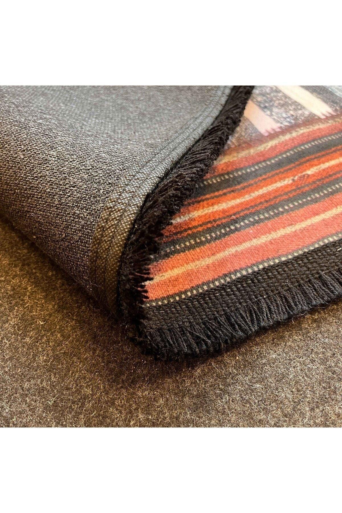 Yumuşak Dokulu Bambu Soft Kilim Patchwork Saçaklı Dijital Baskı HV - SK - K2 - HALI VAGONU