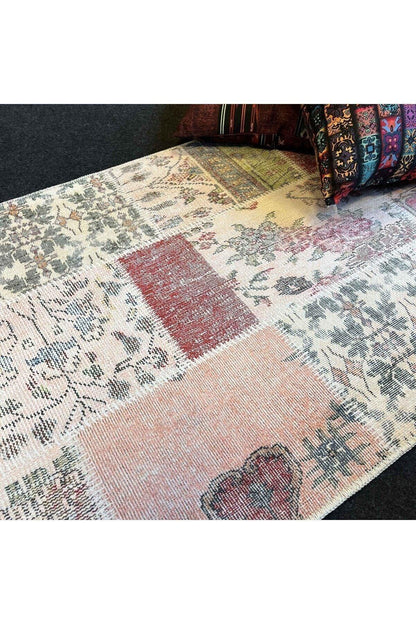 Yumuşak Dokulu Bambu Soft Kilim - Patchwork Saçaklı Dijital Baskı HV - SK - K9 - HALI VAGONU