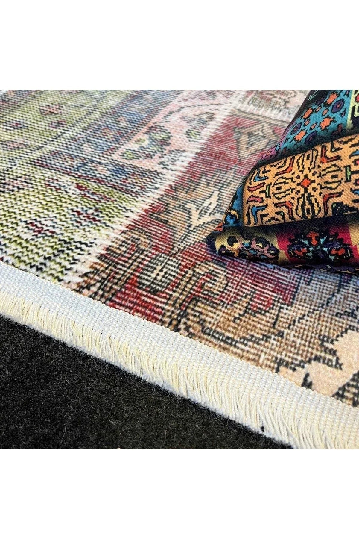 Yumuşak Dokulu Bambu Soft Kilim - Patchwork Saçaklı Dijital Baskı HV - SK - K9 - HALI VAGONU