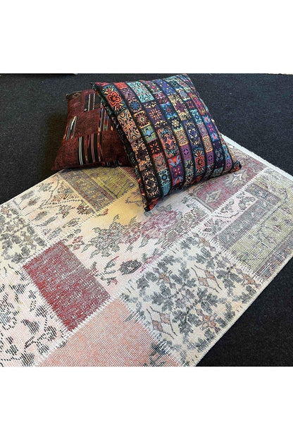 Yumuşak Dokulu Bambu Soft Kilim - Patchwork Saçaklı Dijital Baskı HV - SK - K9 - HALI VAGONU