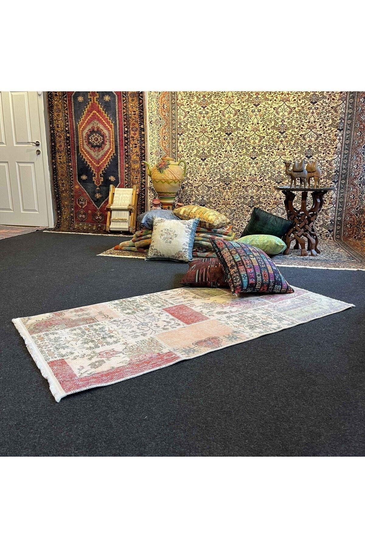 Yumuşak Dokulu Bambu Soft Kilim - Patchwork Saçaklı Dijital Baskı HV - SK - K9 - HALI VAGONU