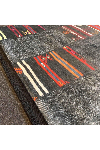 Yumuşak Dokulu Bambu Soft Kilim - Patchwork Saçaklı Dijital Baskı HV - SK - KA2 - HALI VAGONU