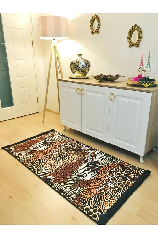 Yumuşak Dokulu Bambu Soft Kilim - Post Desenli Saçaklı Dijital Baskı - HALI VAGONU