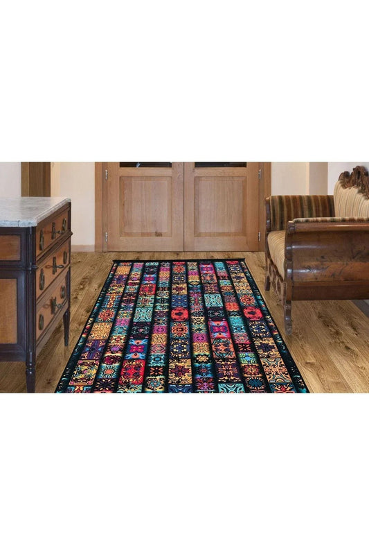 Yumuşak Dokulu Bambu Soft Kilim - Renkli Saçaklı Dijital Baskı HV - SK - 905 - HALI VAGONU