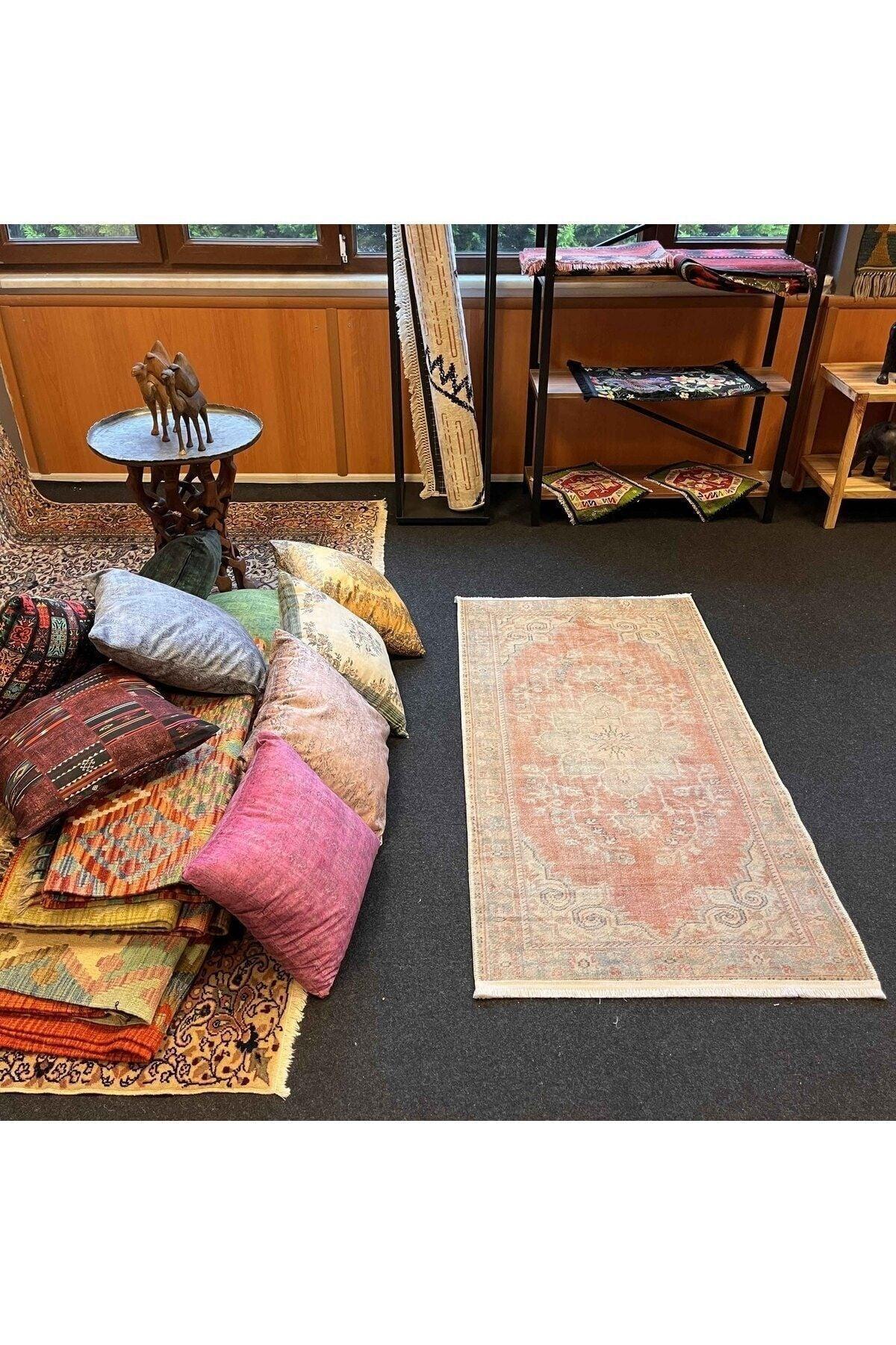 Yumuşak Dokulu Bambu Soft Kilim - Vintage Saçaklı Dijital Baskı HV - SK - 23 - HALI VAGONU
