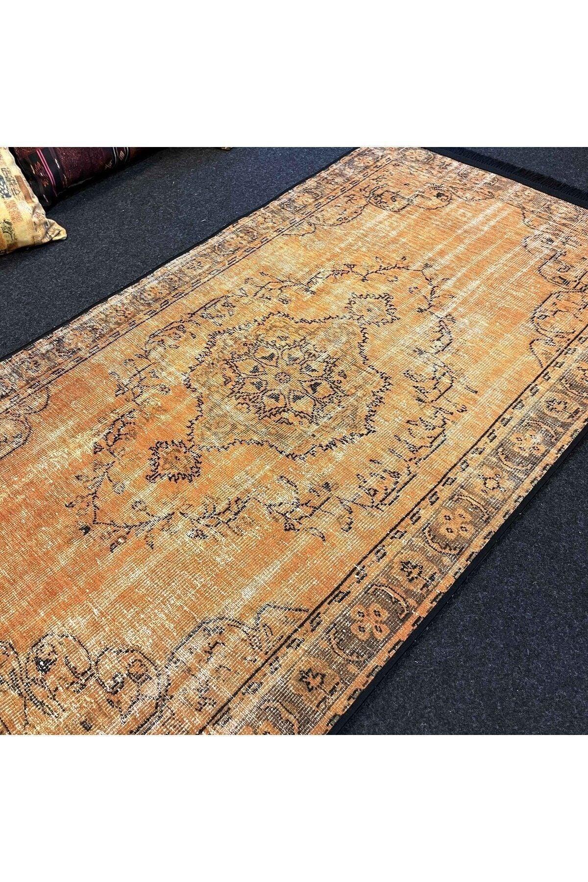 Yumuşak Dokulu Bambu Soft Kilim - Vintage Saçaklı Dijital Baskı HV - SK - 919 - HALI VAGONU
