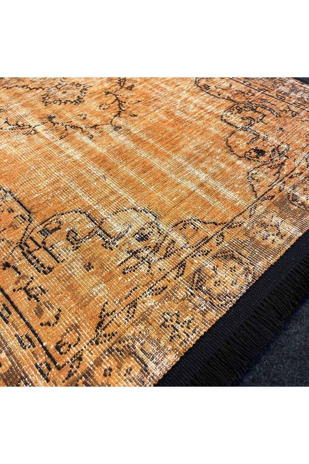 Yumuşak Dokulu Bambu Soft Kilim - Vintage Saçaklı Dijital Baskı HV - SK - 919 - HALI VAGONU
