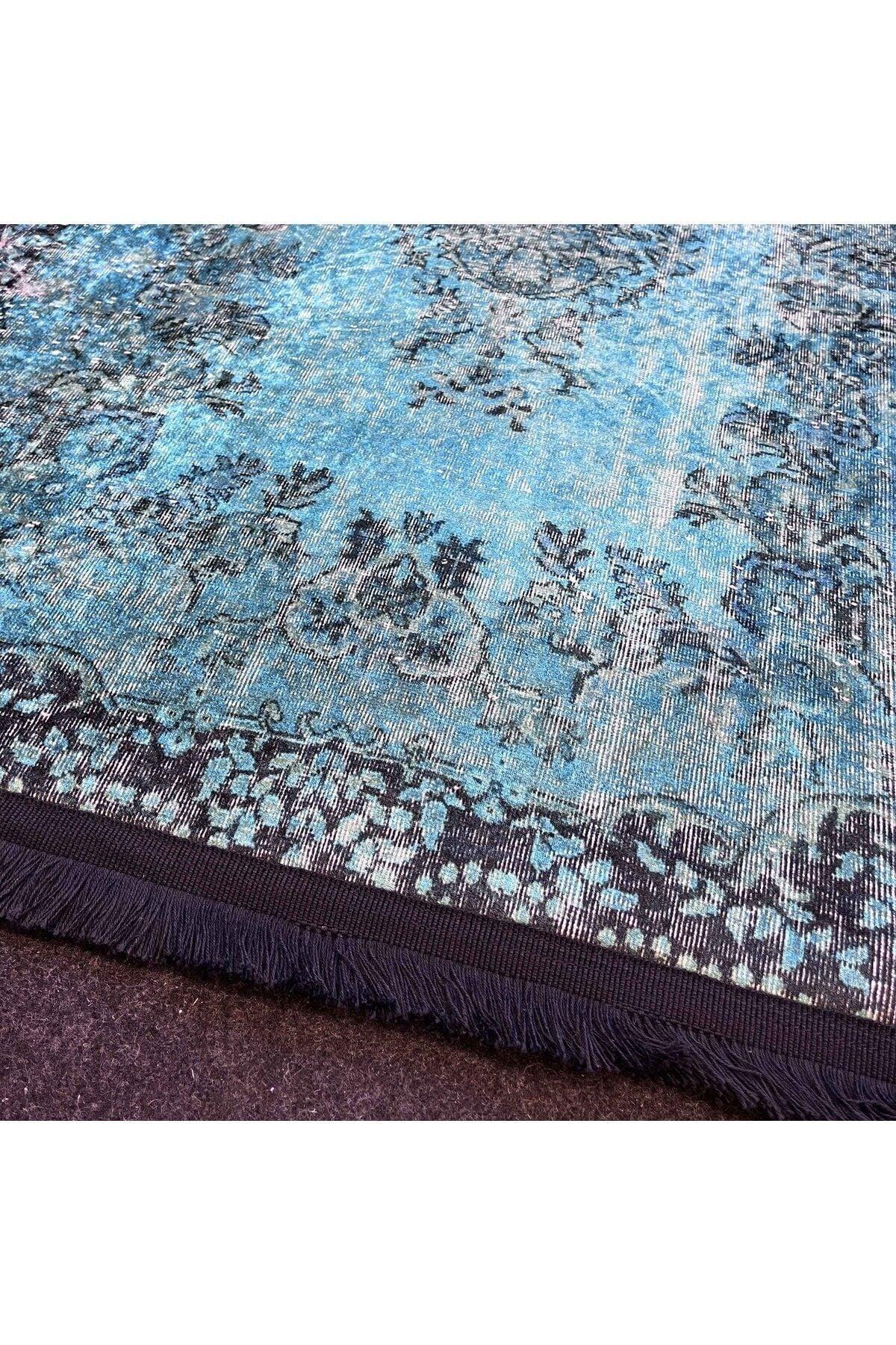 Yumuşak Dokulu Bambu Soft Kilim - Vintage Saçaklı Dijital Baskı HV - SK - 921 - HALI VAGONU
