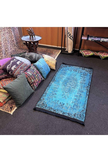 Yumuşak Dokulu Bambu Soft Kilim - Vintage Saçaklı Dijital Baskı HV - SK - 921 - HALI VAGONU