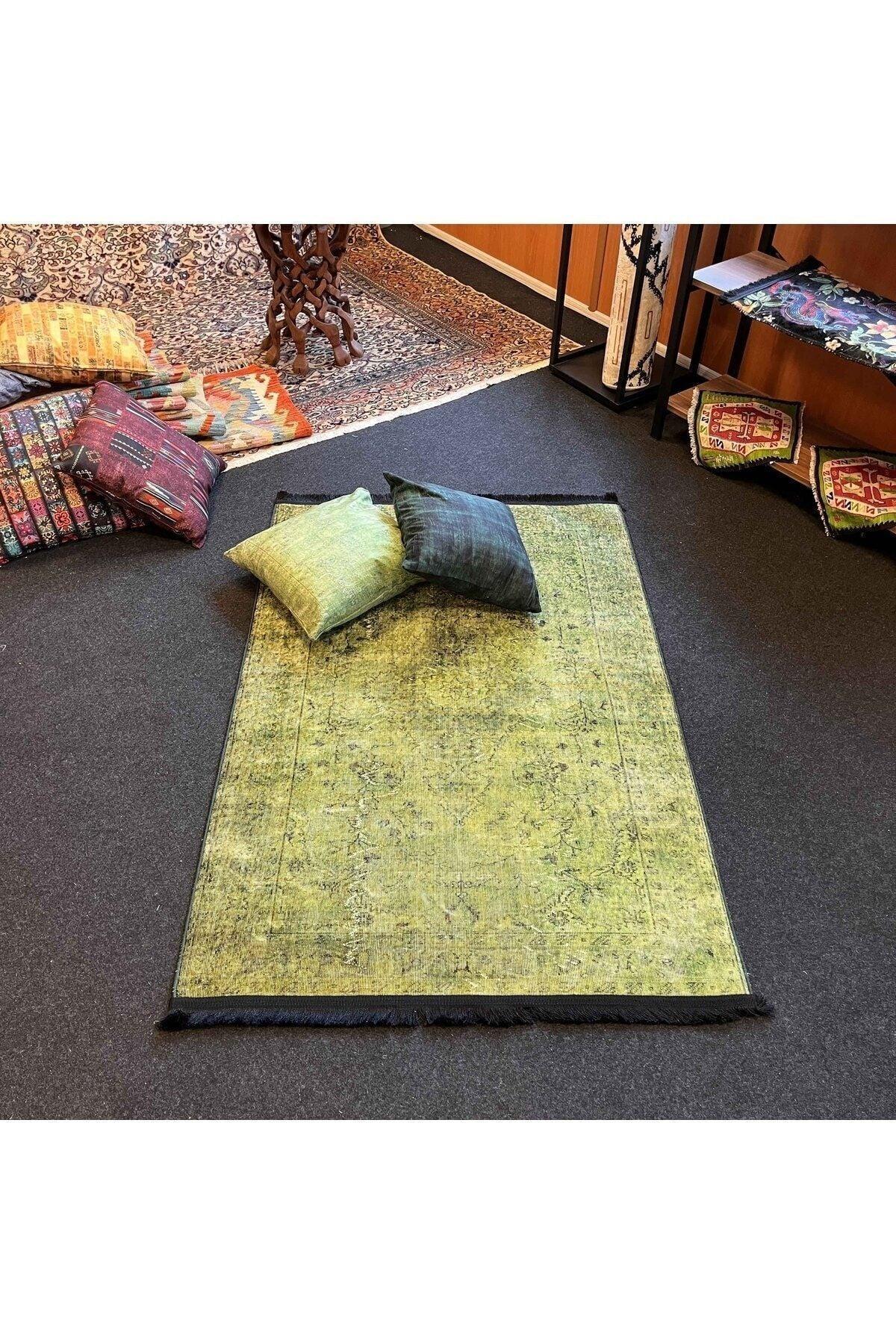 Yumuşak Dokulu Bambu Soft Kilim - Vintage Saçaklı Dijital Baskı HV - SK - 922 - HALI VAGONU