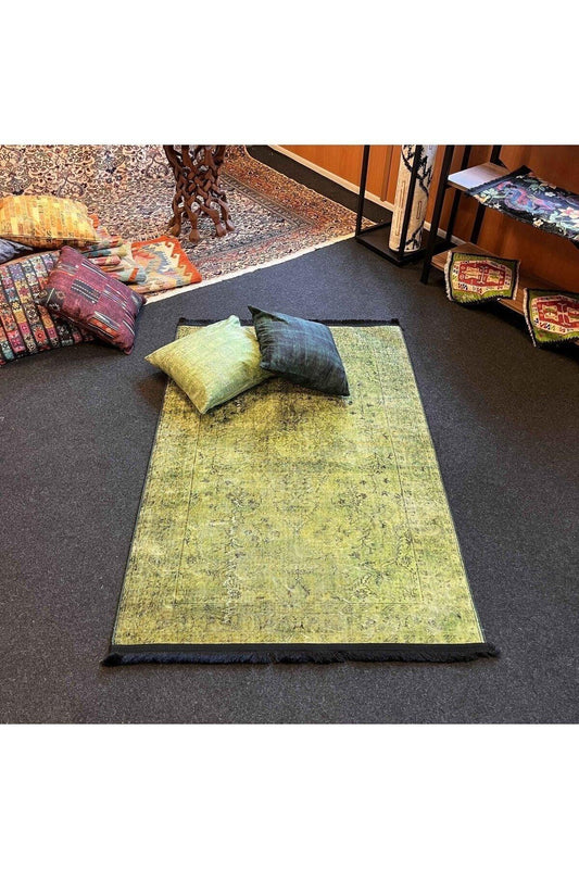 Yumuşak Dokulu Bambu Soft Kilim - Vintage Saçaklı Dijital Baskı HV - SK - 922 - HALI VAGONU