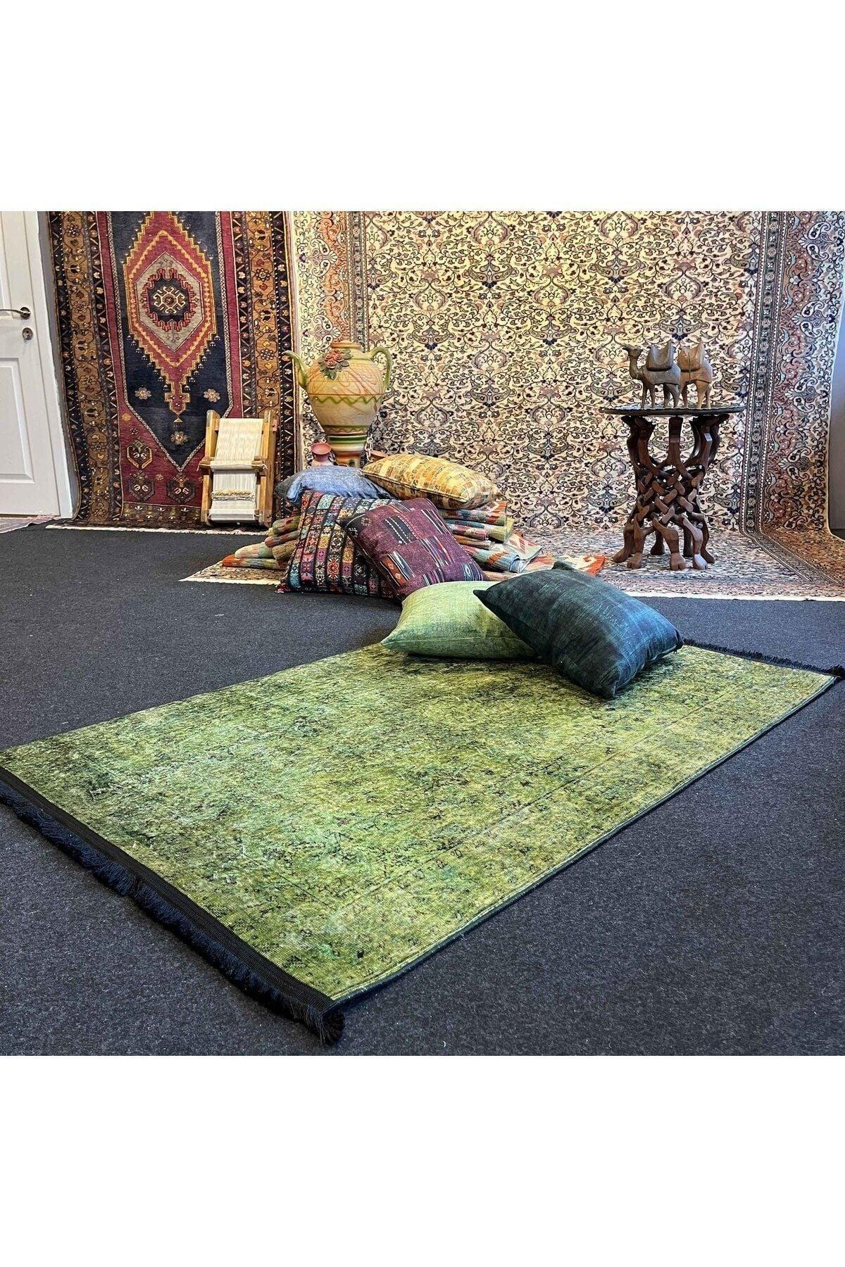 Yumuşak Dokulu Bambu Soft Kilim - Vintage Saçaklı Dijital Baskı HV - SK - 922 - HALI VAGONU