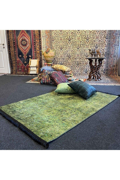 Yumuşak Dokulu Bambu Soft Kilim - Vintage Saçaklı Dijital Baskı HV - SK - 922 - HALI VAGONU
