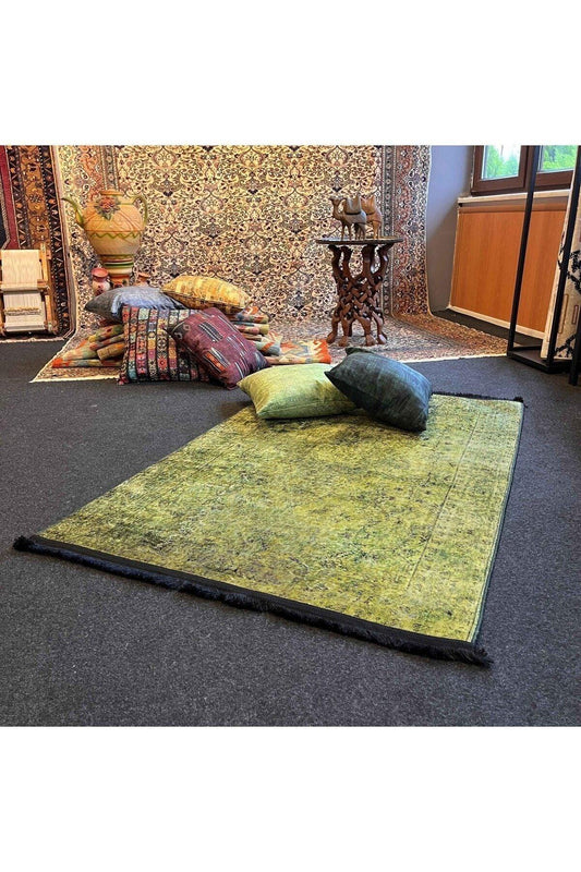 Yumuşak Dokulu Bambu Soft Kilim - Vintage Saçaklı Dijital Baskı HV - SK - 922 - HALI VAGONU