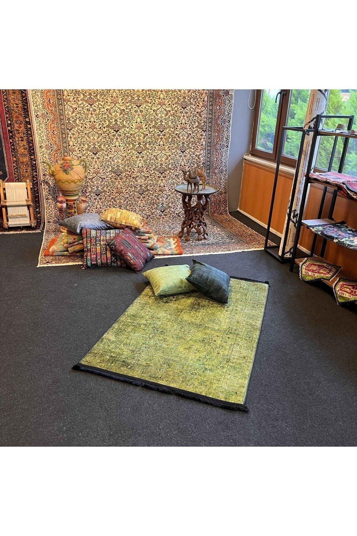 Yumuşak Dokulu Bambu Soft Kilim - Vintage Saçaklı Dijital Baskı HV - SK - 922 - HALI VAGONU
