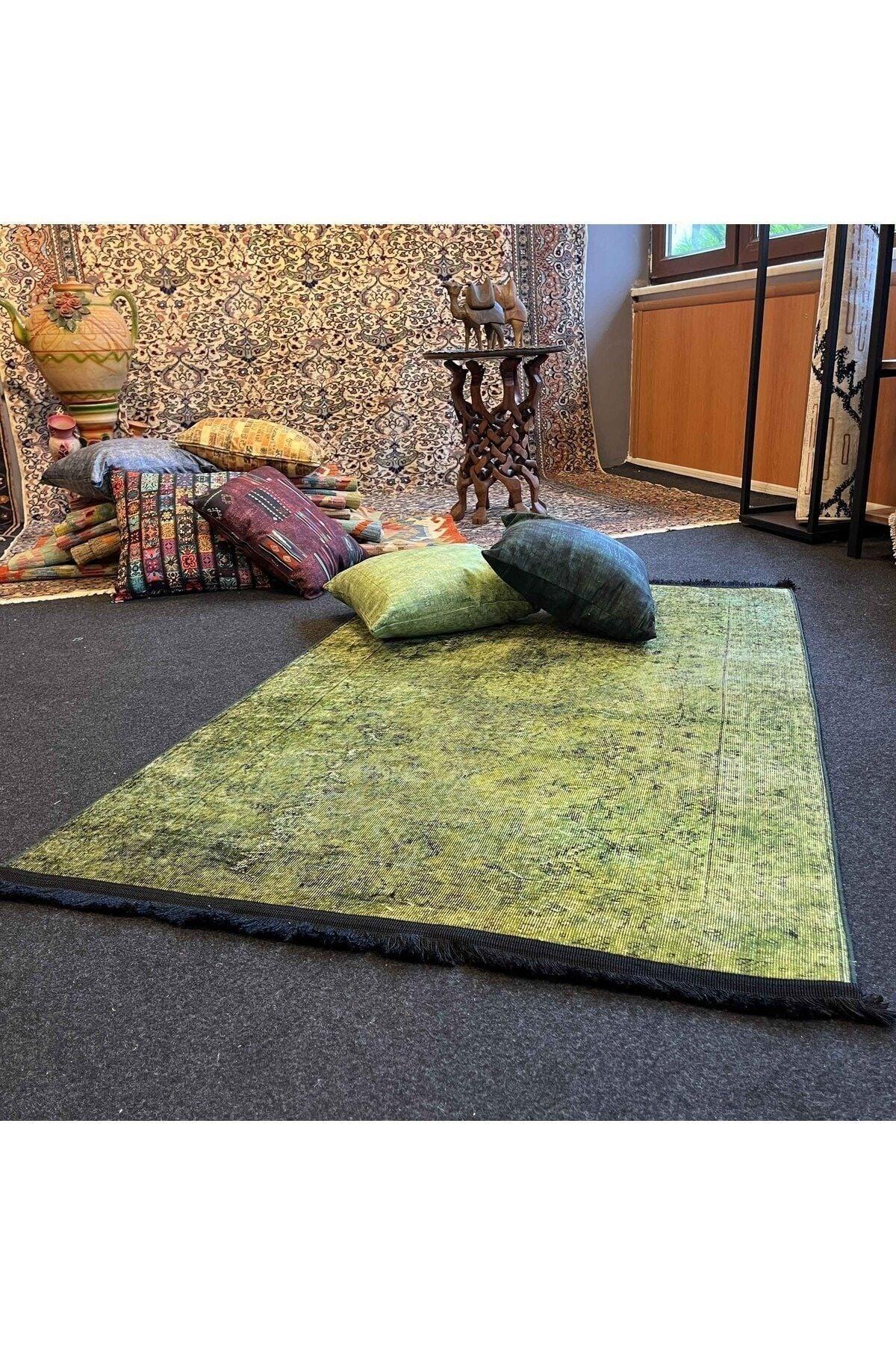 Yumuşak Dokulu Bambu Soft Kilim - Vintage Saçaklı Dijital Baskı HV - SK - 922 - HALI VAGONU