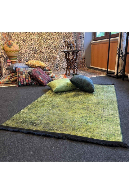 Yumuşak Dokulu Bambu Soft Kilim - Vintage Saçaklı Dijital Baskı HV - SK - 922 - HALI VAGONU