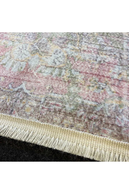 Yumuşak Dokulu Bambu Soft Kilim - Vintage Saçaklı Dijital Baskı HV - SK - 927 - HALI VAGONU