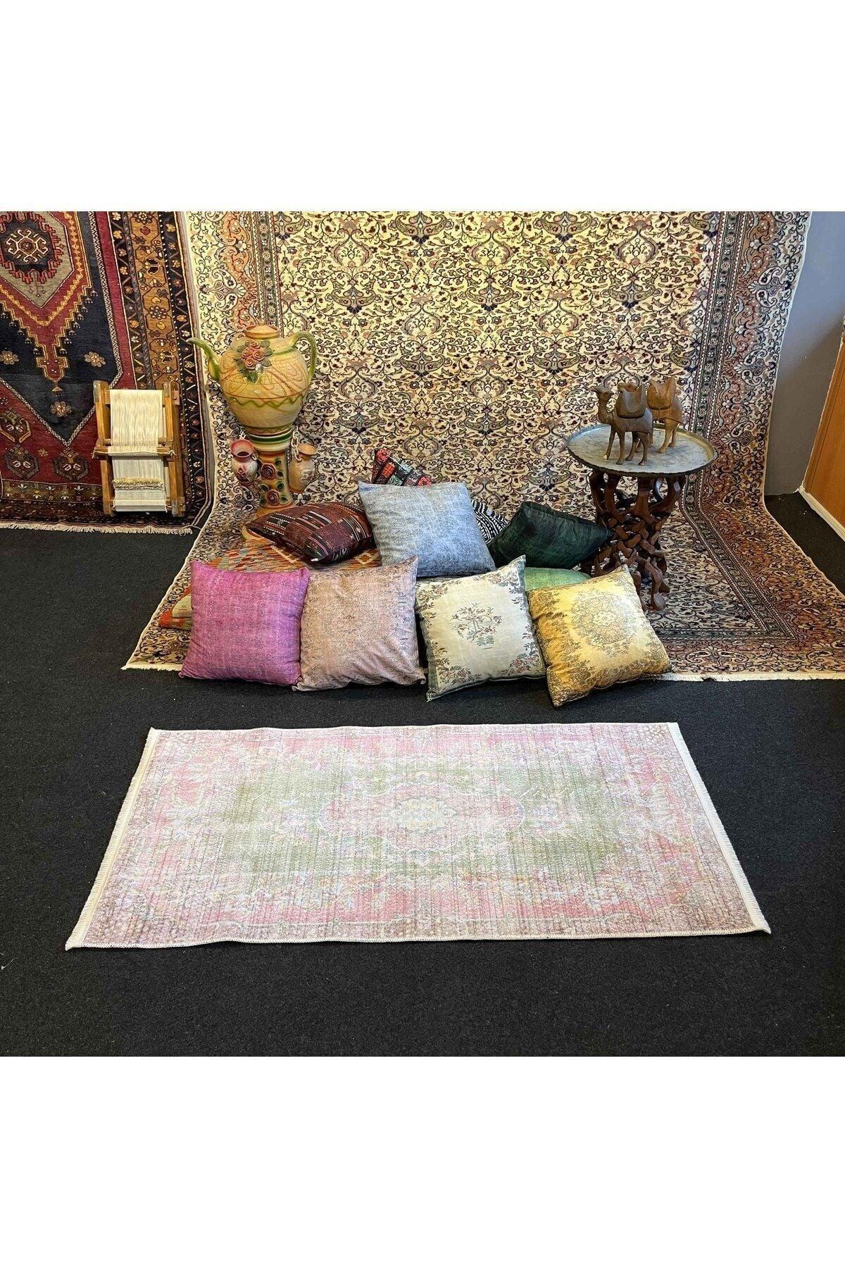 Yumuşak Dokulu Bambu Soft Kilim - Vintage Saçaklı Dijital Baskı HV - SK - 927 - HALI VAGONU