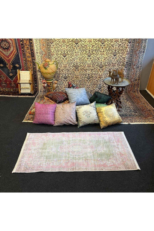 Yumuşak Dokulu Bambu Soft Kilim - Vintage Saçaklı Dijital Baskı HV - SK - 927 - HALI VAGONU