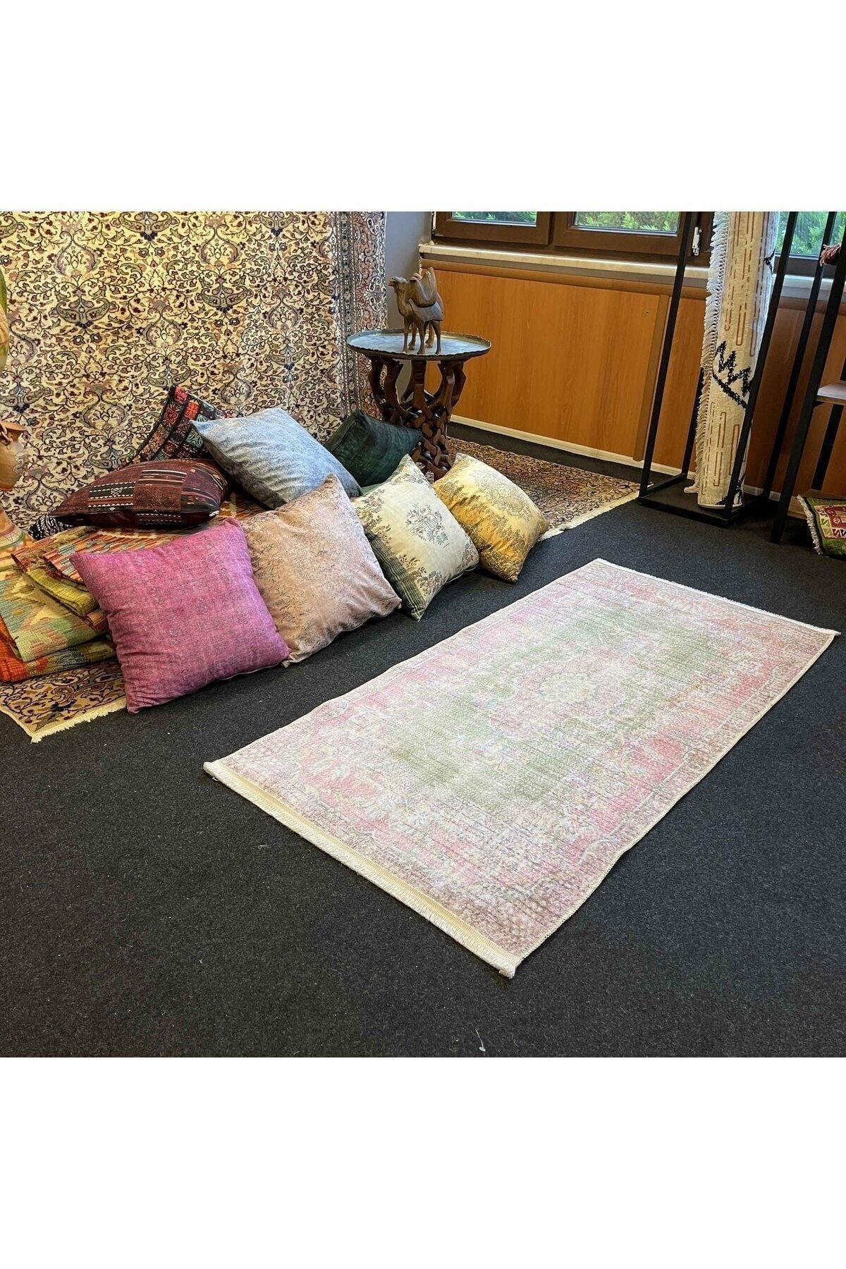 Yumuşak Dokulu Bambu Soft Kilim - Vintage Saçaklı Dijital Baskı HV - SK - 927 - HALI VAGONU