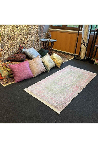 Yumuşak Dokulu Bambu Soft Kilim - Vintage Saçaklı Dijital Baskı HV - SK - 927 - HALI VAGONU