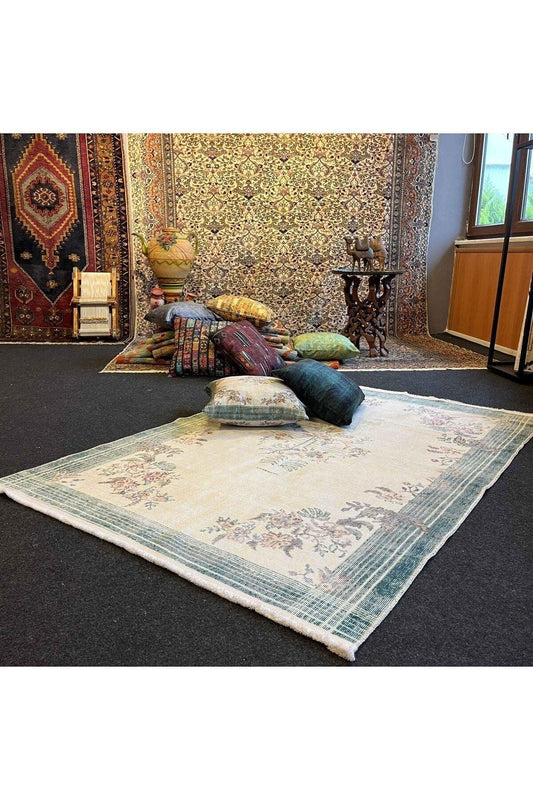 Yumuşak Dokulu Bambu Soft Kilim - Vintage Saçaklı Dijital Baskı HV - SK - 939 - HALI VAGONU