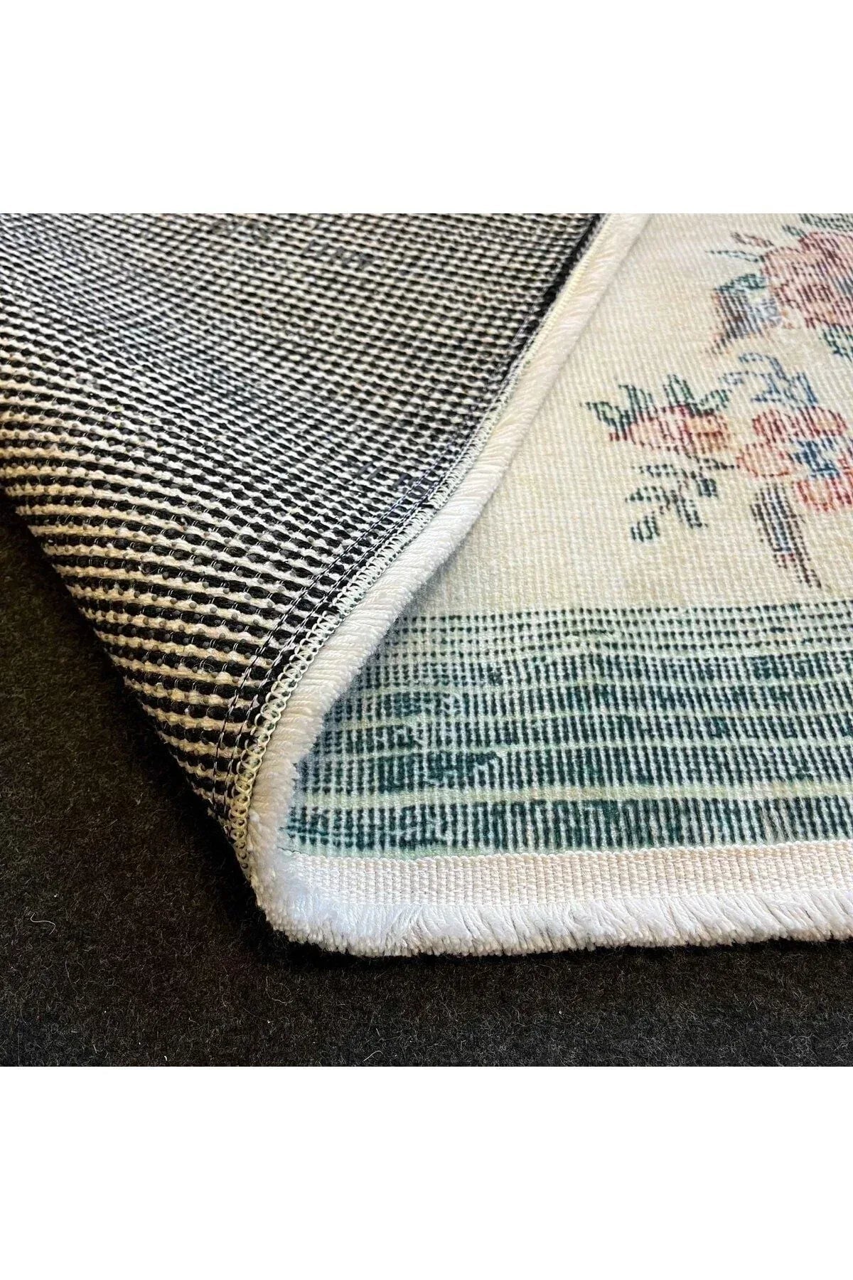 Yumuşak Dokulu Bambu Soft Kilim - Vintage Saçaklı Dijital Baskı HV - SK - 939 - HALI VAGONU