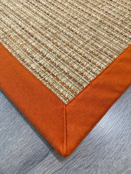 Zahara 01 Naturel Terra - P64-01 Turuncu Kumaş Bordürlü Sisal Halı - HVZB50 - HALI VAGONU