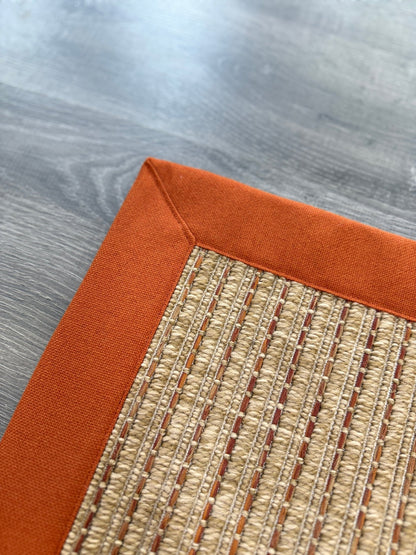 Zahara 01 Naturel Terra - P64-01 Turuncu Kumaş Bordürlü Sisal Halı - HVZB50 - HALI VAGONU