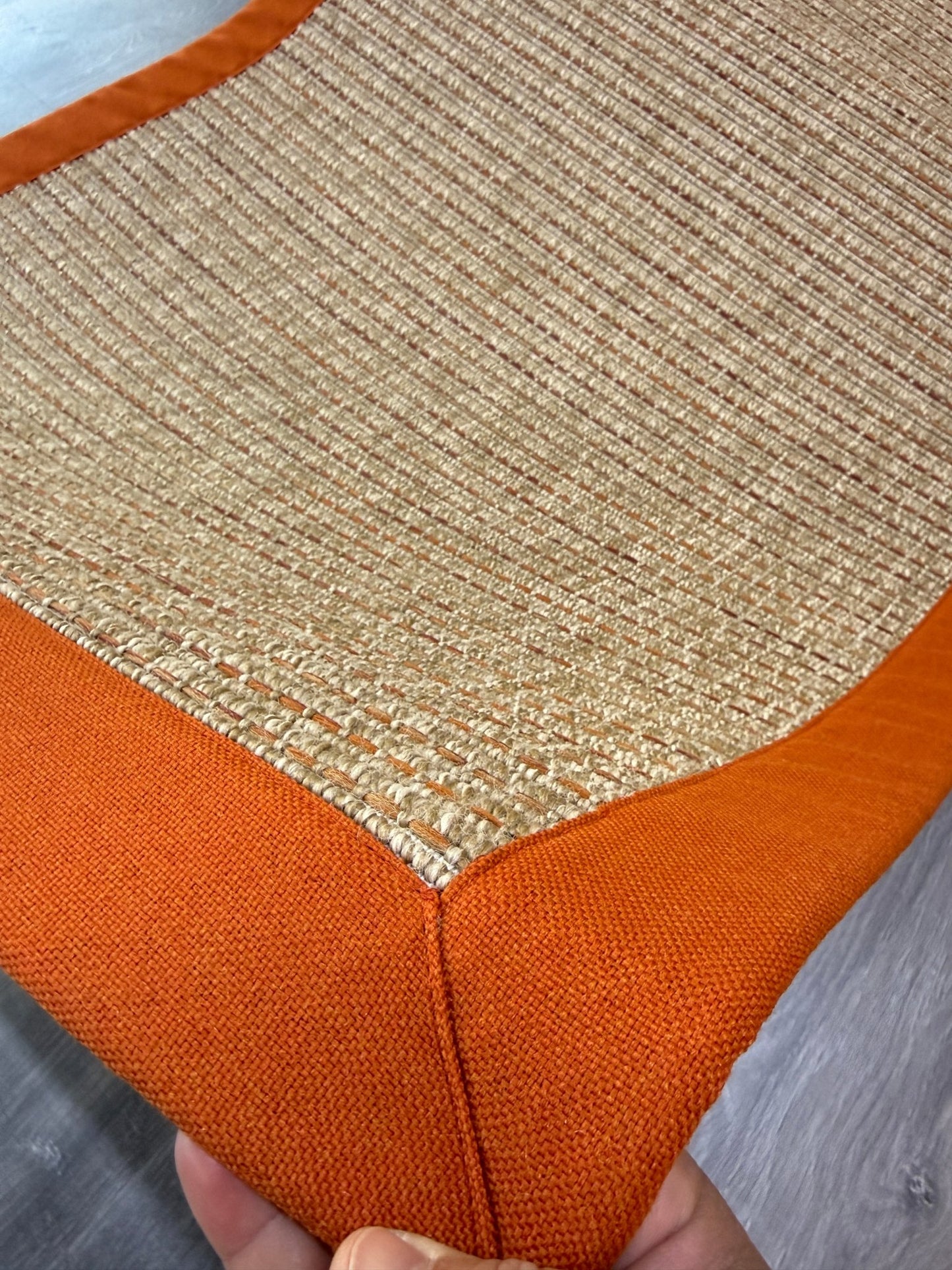 Zahara 01 Naturel Terra - P64-01 Turuncu Kumaş Bordürlü Sisal Halı - HVZB50 - HALI VAGONU