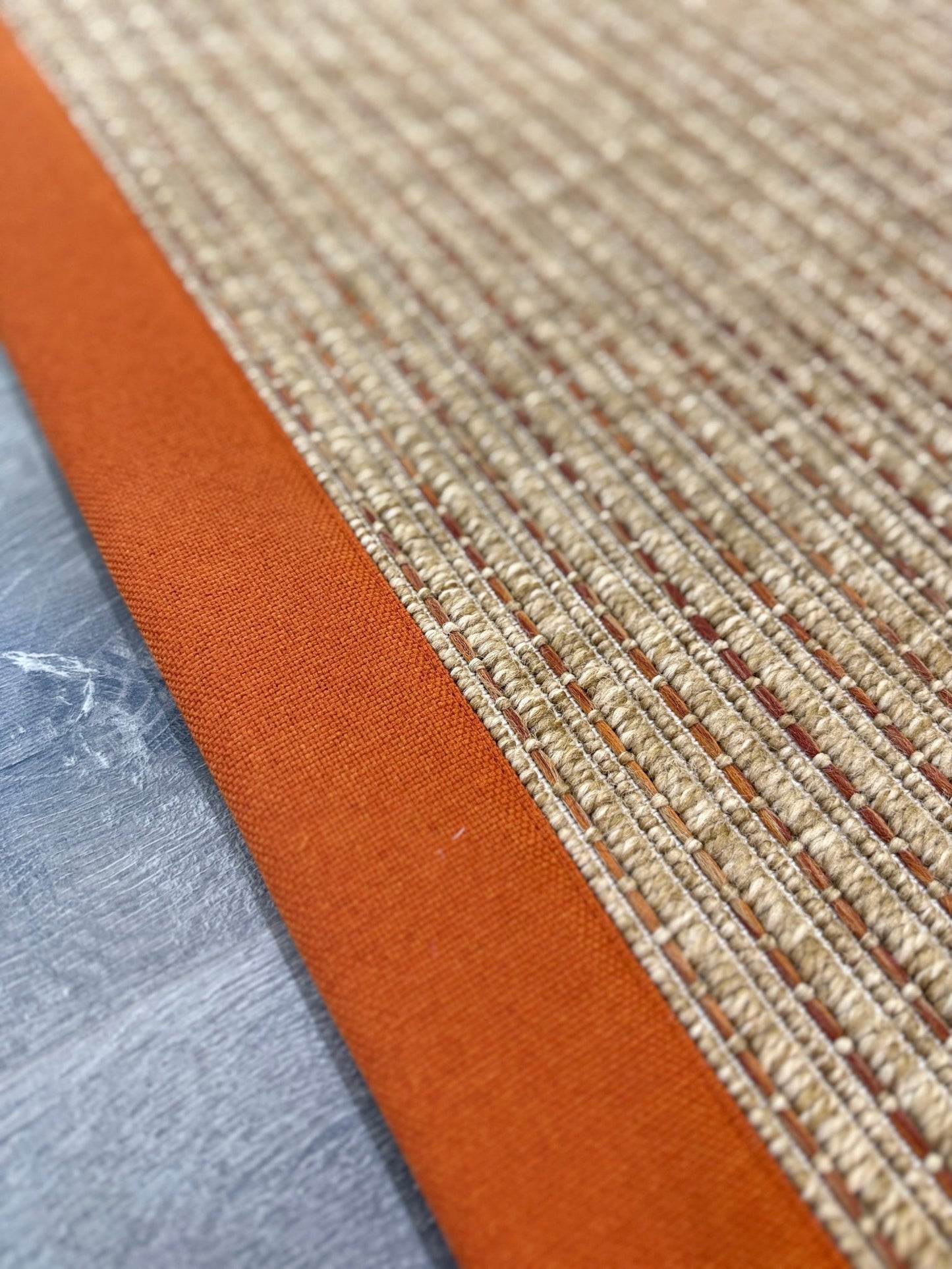 Zahara 01 Naturel Terra - P64-01 Turuncu Kumaş Bordürlü Sisal Halı - HVZB50 - HALI VAGONU