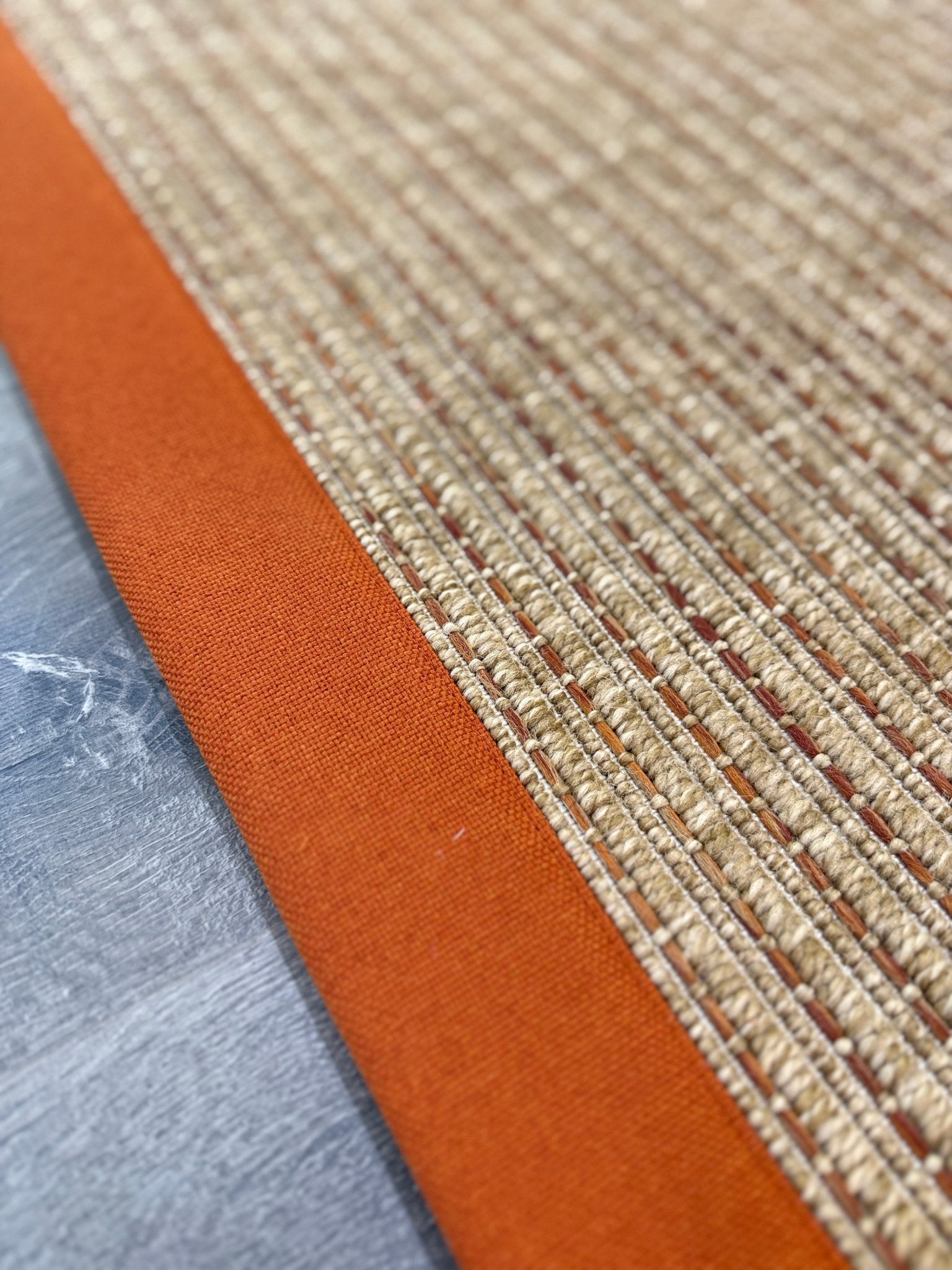 Zahara 01 Naturel Terra - P64-01 Turuncu Kumaş Bordürlü Sisal Halı - HVZB50 - HALI VAGONU