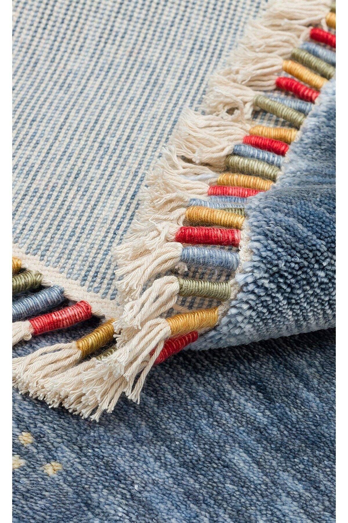 ZARA ZR 06 BLUE Q Otantik Desenli El Emeği ile Özel Tezgahlarda Üretilen Modern Uşak Halısı - HALI VAGONU