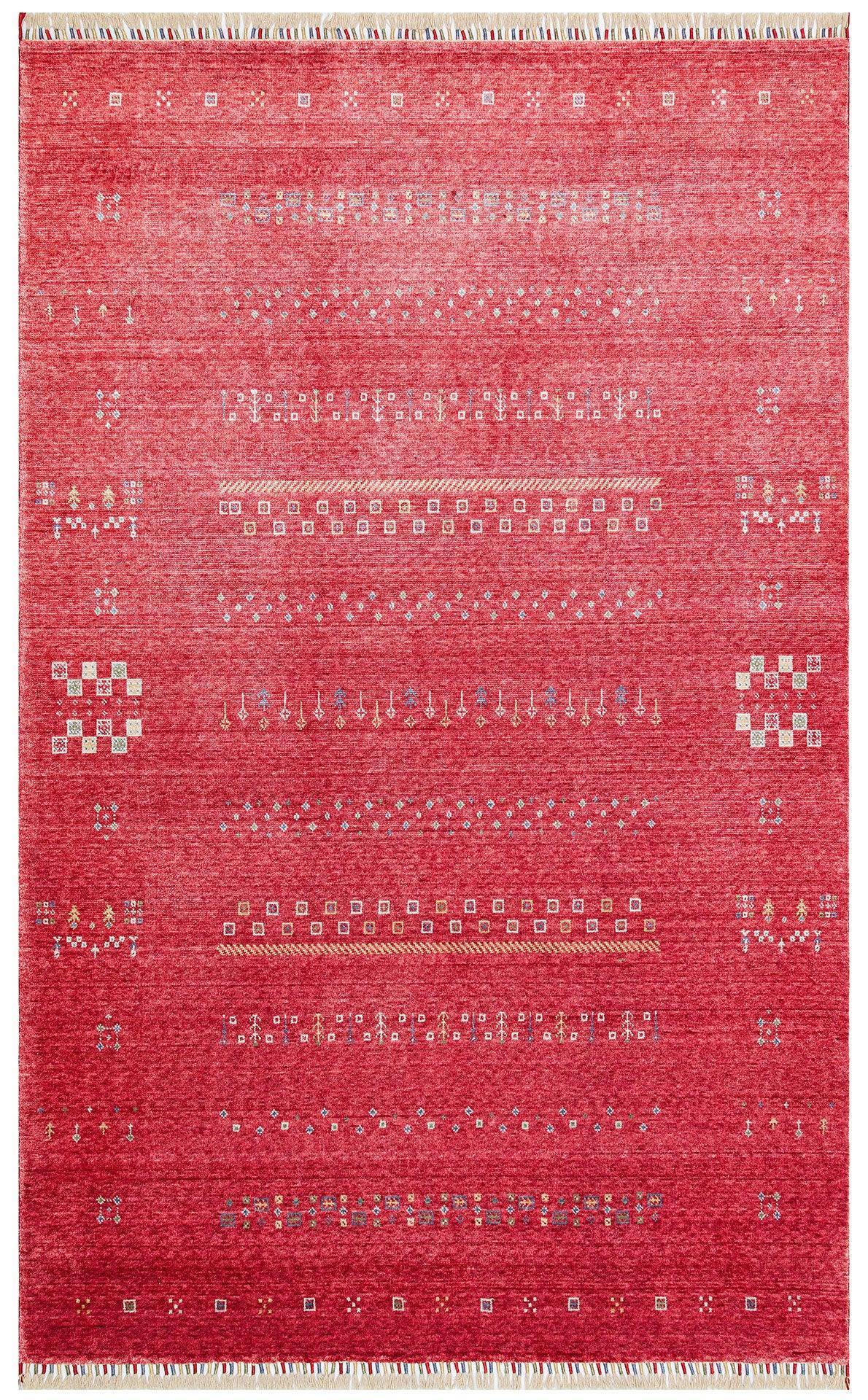 ZARA ZR 06 RED Otantik Desenli El Emeği İle Özel Tezgahlarda Üretilen Modern Uşak Halısı - HALI VAGONU