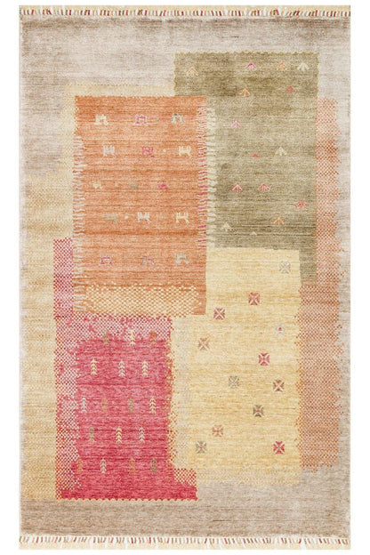 ZARA ZR 07 BEIGE AUTUMN Q Otantik Desenli El Emeği ile Özel Tezgahlarda Üretilen Modern Uşak Halısı - HALI VAGONU