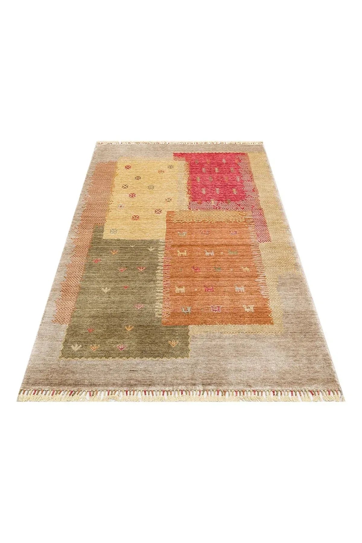 ZARA ZR 07 BEIGE AUTUMN Q Otantik Desenli El Emeği ile Özel Tezgahlarda Üretilen Modern Uşak Halısı - HALI VAGONU