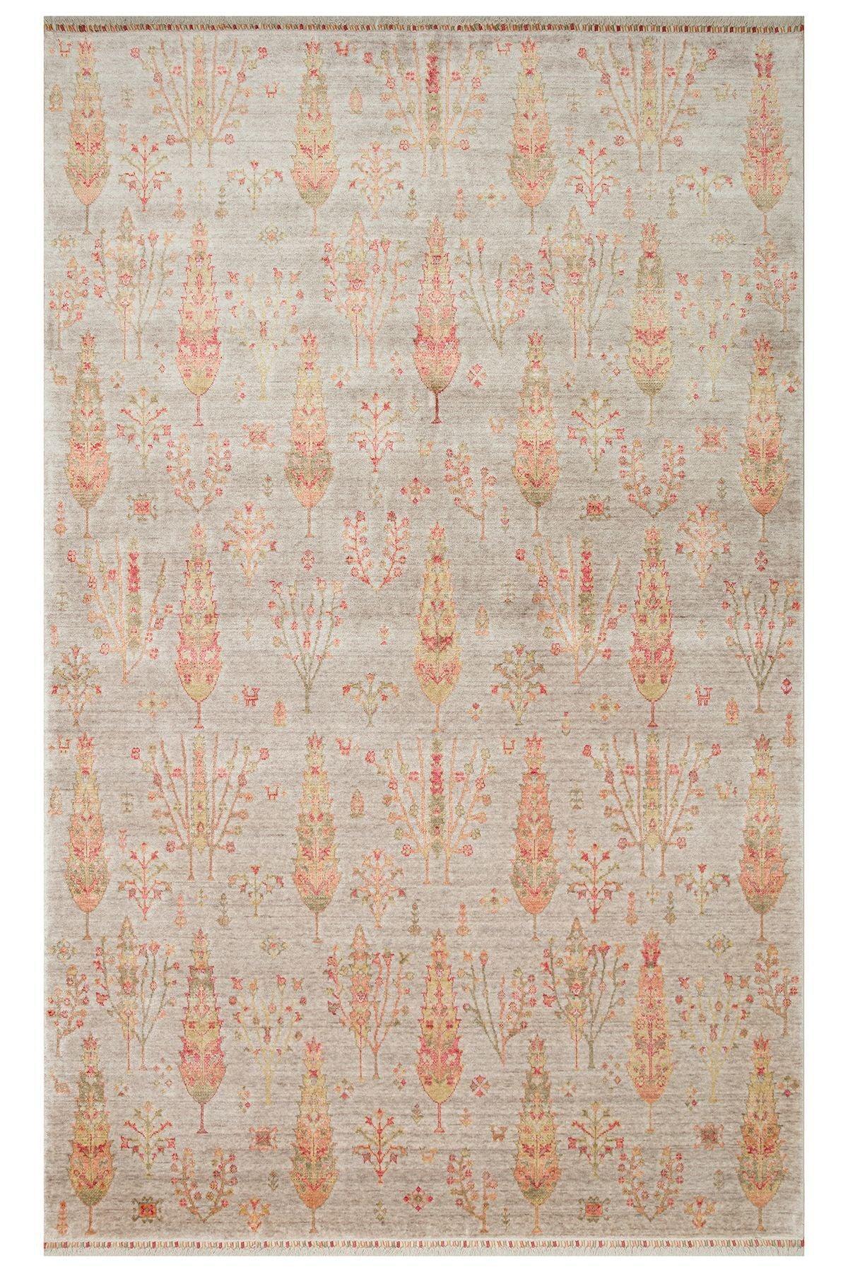 ZARA ZR 08 BEIGE AUTUMN Otantik Desenli Özel Hav Vermeyen ve Kolay Temizlenebilir Tensel Kullanılarak El Emeği ile Özel Tezgahlarda Üretilen Modern Uşak Halısı - HALI VAGONU