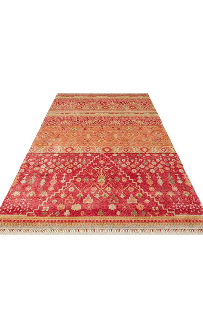 ZARA ZR 17 RED AUTUMN Otantik Desenli El Emeği İle Özel Tezgahlarda Üretilen Modern Uşak Halısı - HALI VAGONU