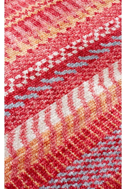 Zara Zr 19 Red Multy Otantik Desenli El Emeği Ile Özel Tezgahlarda Üretilen Modern Uşak Halısı - HALI VAGONU