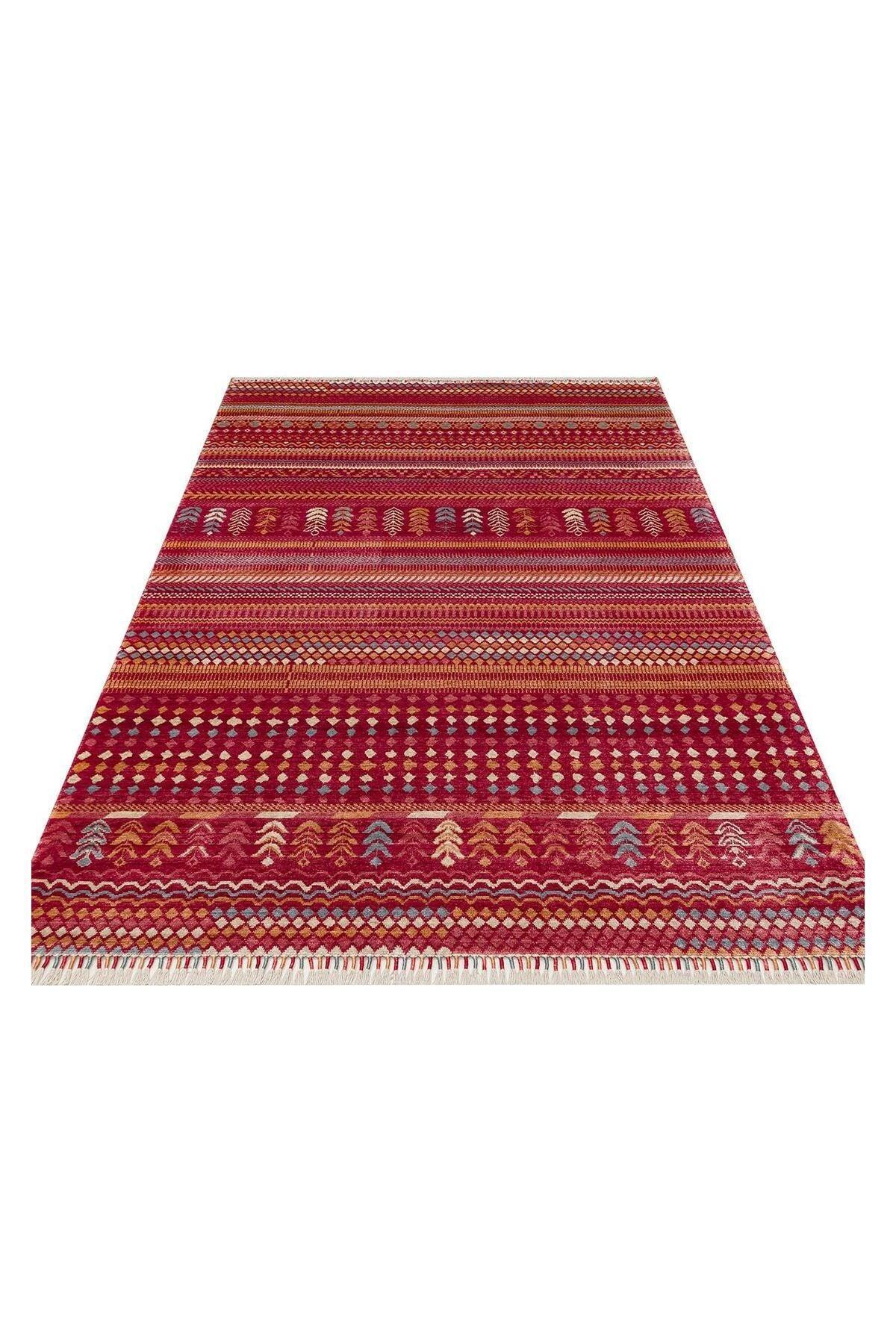 Zara Zr 19 Red Multy Otantik Desenli El Emeği Ile Özel Tezgahlarda Üretilen Modern Uşak Halısı - HALI VAGONU