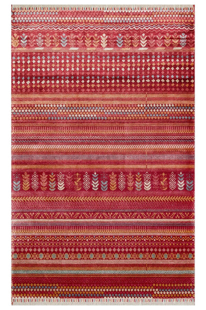 Zara Zr 19 Red Multy Otantik Desenli El Emeği Ile Özel Tezgahlarda Üretilen Modern Uşak Halısı - HALI VAGONU